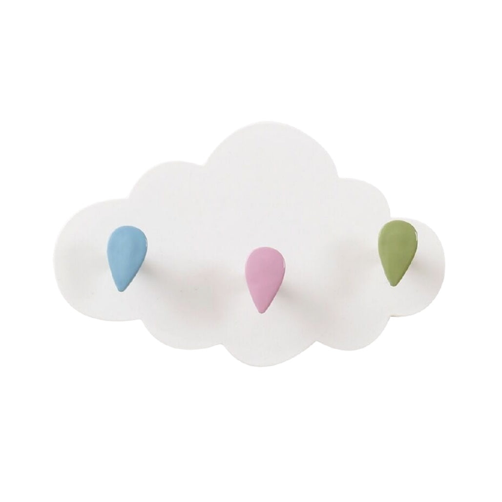 Patère en forme de nuage pour chambre d'enfant en MDF - 20 x 10 x 8