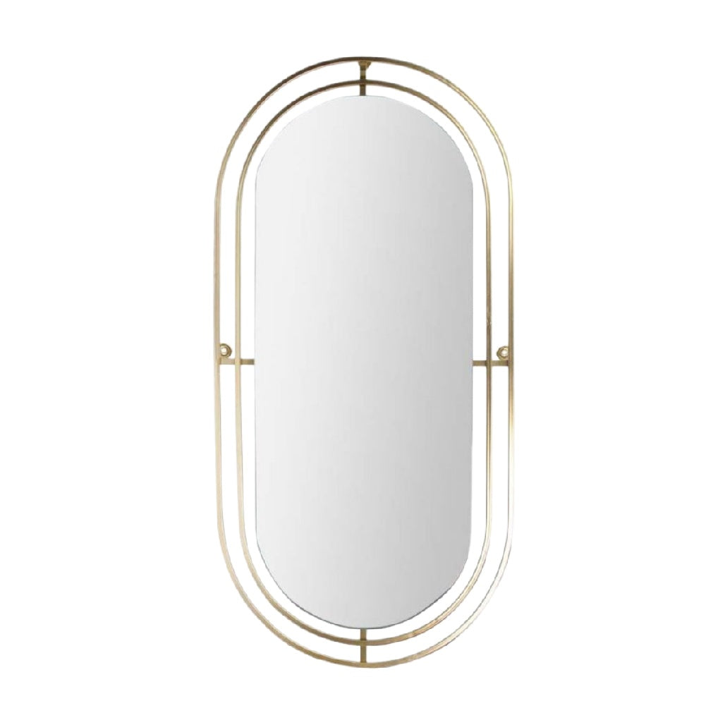 Miroir mural en métal avec finition dorée - Pour décoration intérieure - Verre miroir - 60 x 30 x 3